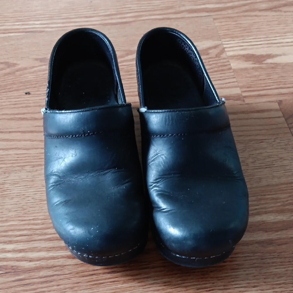 Black Leather Clogs